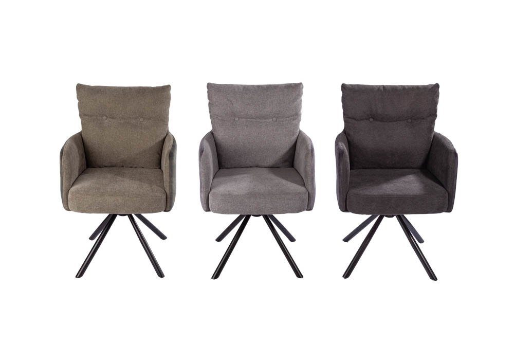 riess-ambiente Polsterstuhl BIG GEORGE grau / schwarz (Einzelartikel, 1 St), Esszimmer · Samt · 360° drehbar · Armlehne · Retro