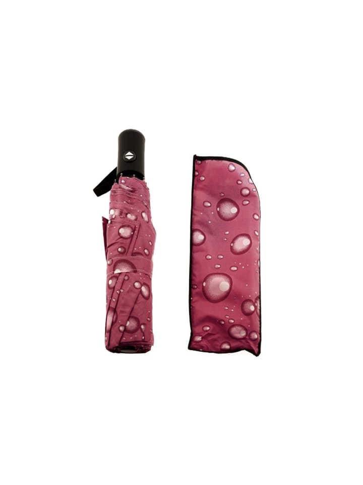 COFI 1453 Stilvoller Taschenschirm mit Schutzhülle und Regentropfendesign in Pink günstig kaufen onesize