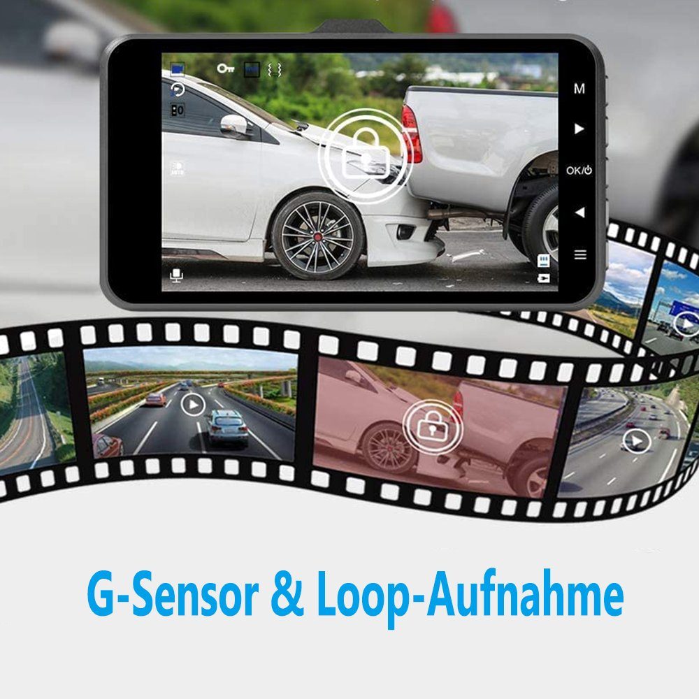 GelldG Dashcam Auto Vorne und Hinten Autokamera, 3,8 Zoll HD 1080P Dashcam