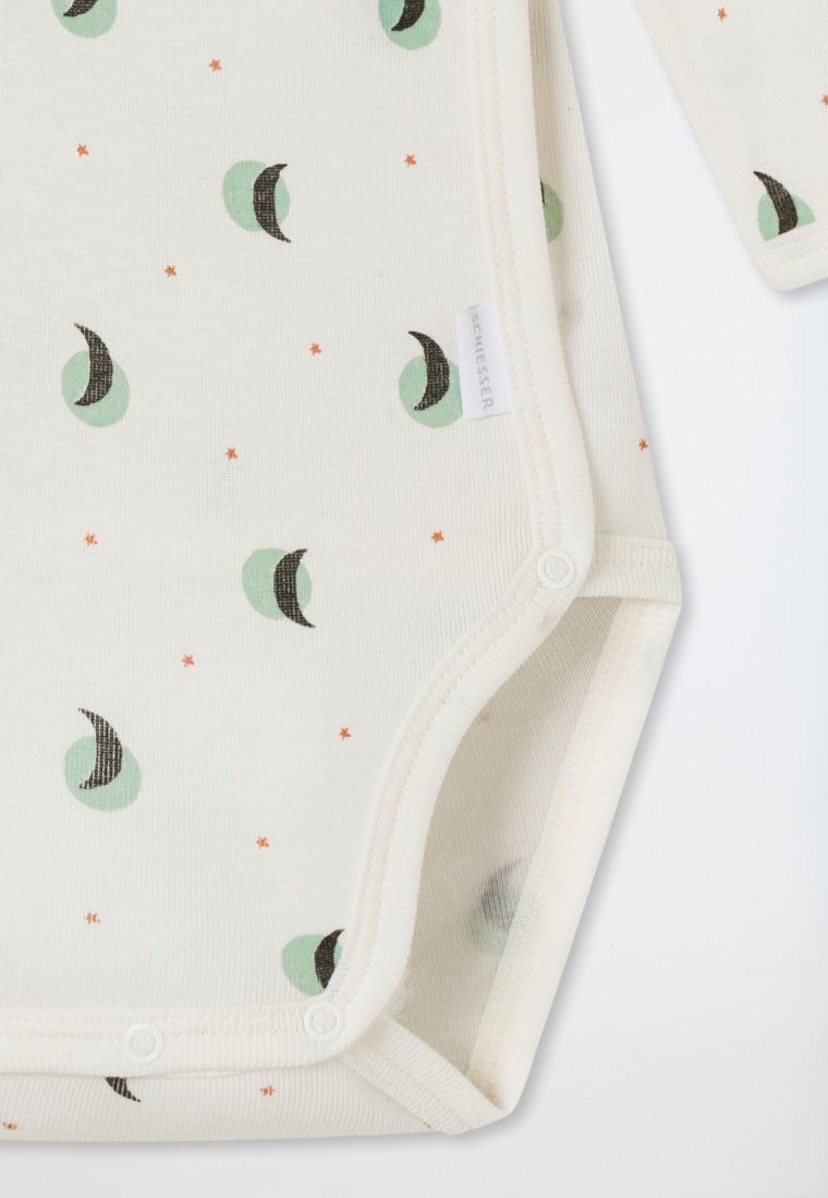 Wickelbody unisex Feinripp Sterne Monde off-white - Natural Love