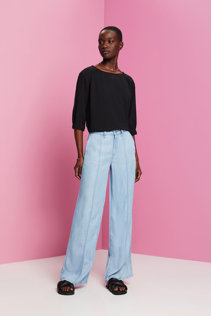 Crêpe-Bluse mit elastischen Ärmelabschlüssen