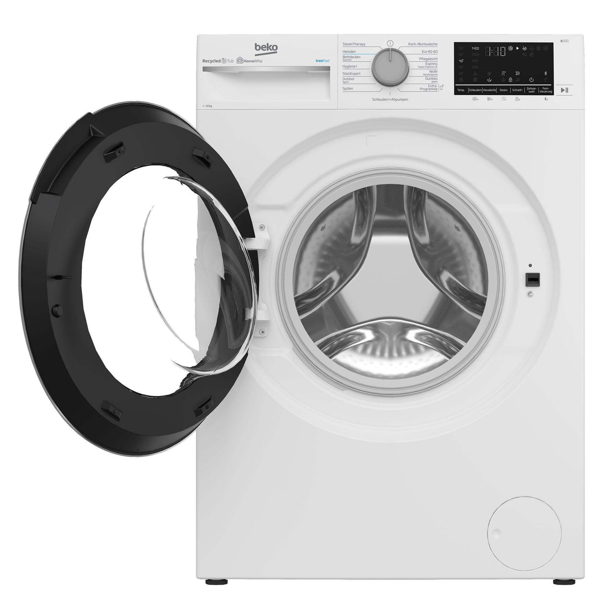 BEKO Waschmaschine B3WFT510413W, 10 kg, 1400 U/min, SteamCure Dampffunktion, Inverter Motor