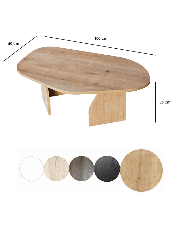 Evila Couchtisch ''Rock'' in Hellbraun - (B)100 x (H)35 x (T)60 cm günstig kaufen onesize