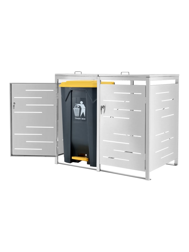 en.casa Mülltonnen Box Fahrenwalde für 2 Tonnen in Silber (B)132cm günstig kaufen onesize