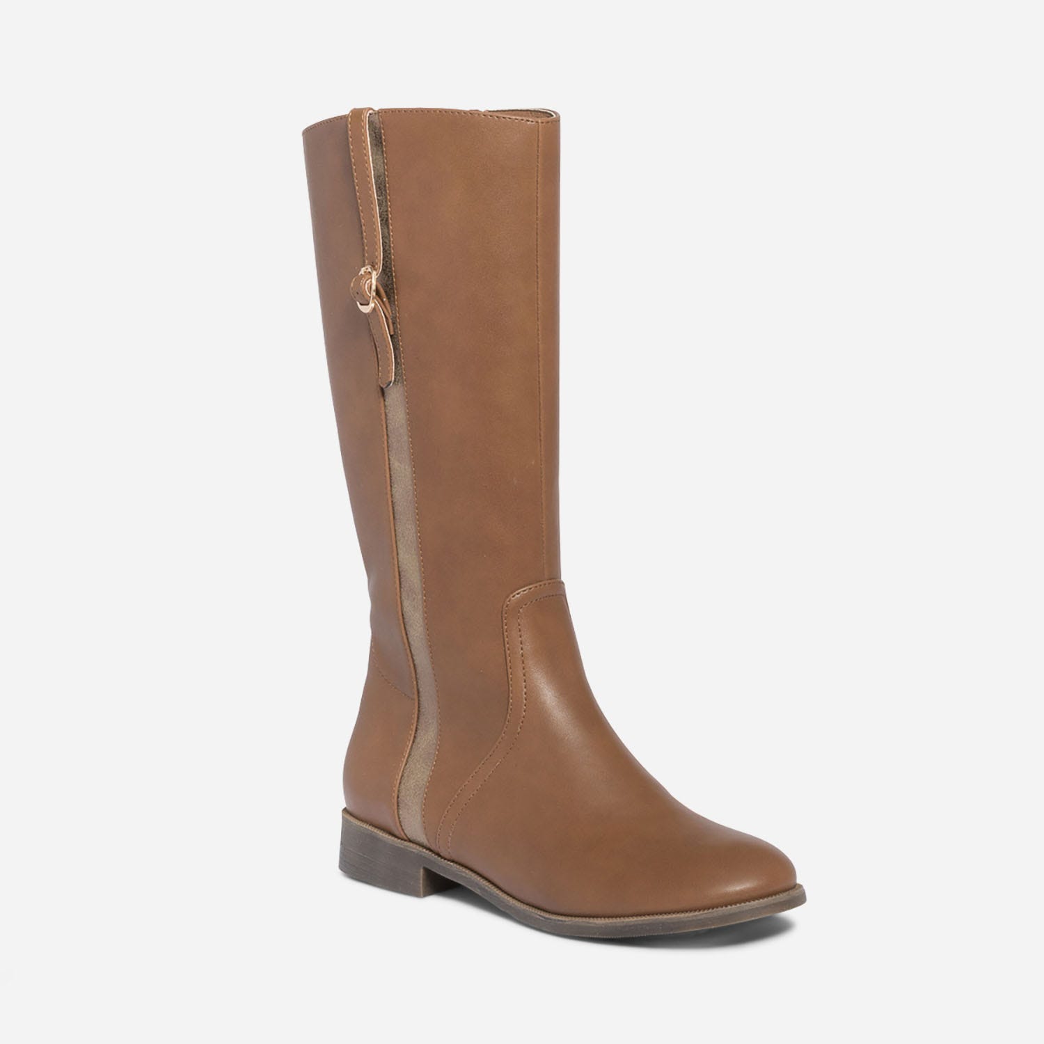 Botte marron avec détails métallisés