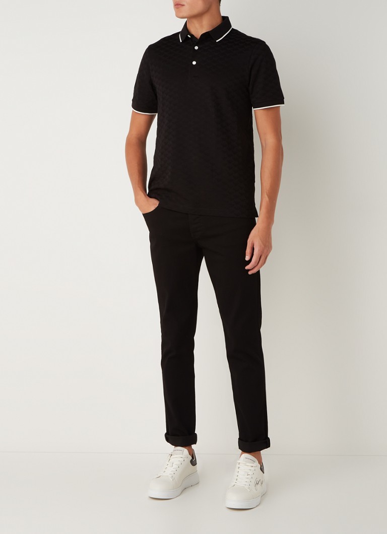 Polo Emporio Armani Essential de corte regular com padrão tricotado e logotipo.