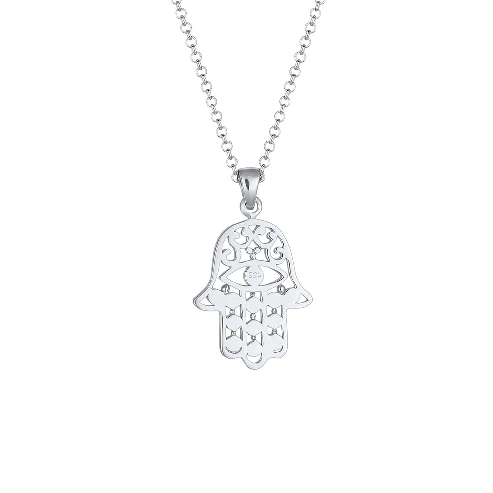 Elli Elli Collier Femmes Hamsa Evil Eye avec Cristaux en Argent Sterling 925 Plaqué Or collier