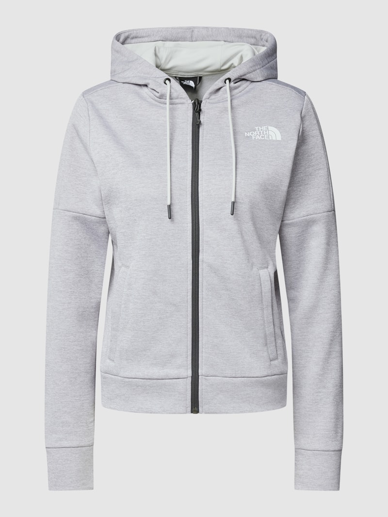 Sweatjacke mit Label-Print Modell 'REAXION' in hellgrau meliert