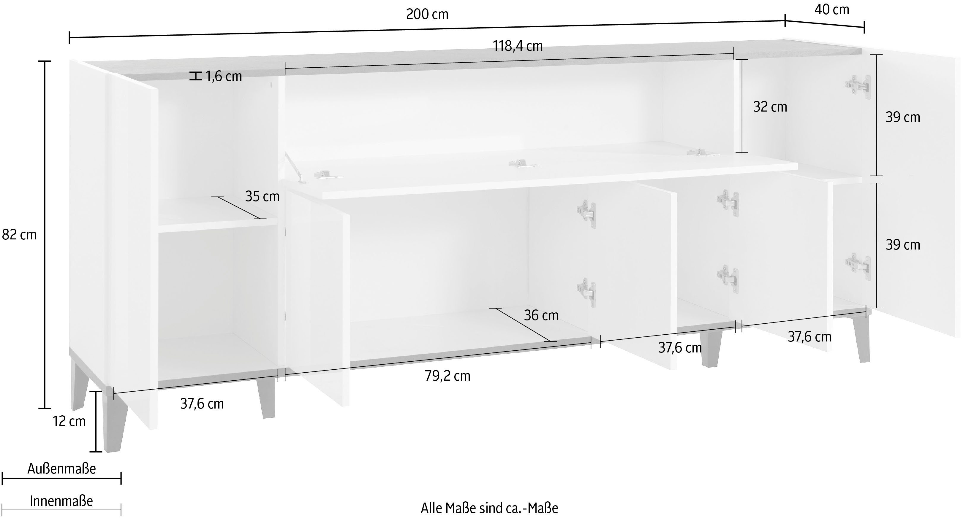 INOSIGN Sideboard sunrise, Breite 200 cm