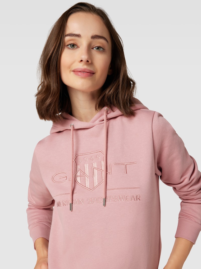Hoodie mit Kapuze in pink meliert