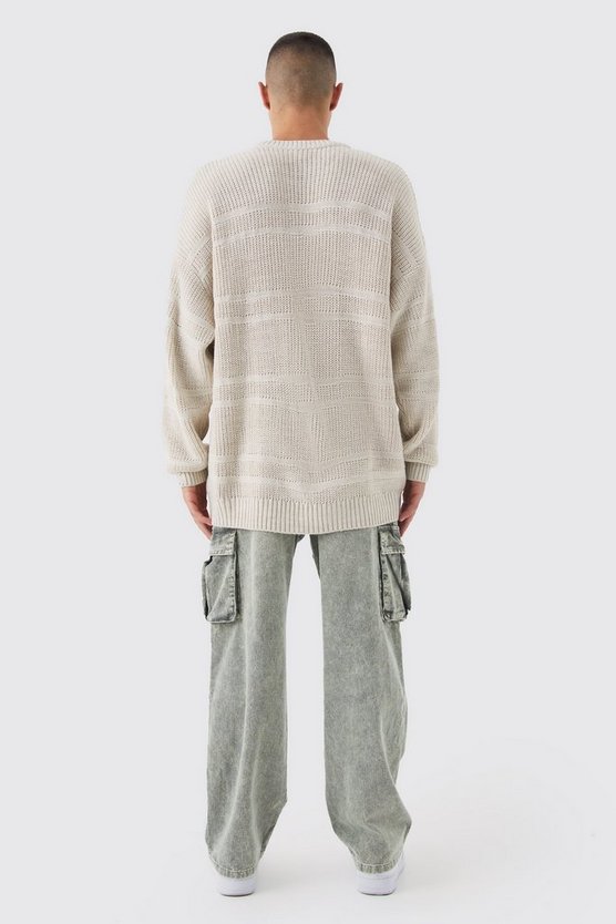 Zweifarbiger zerrissener Oversize Strickpullover