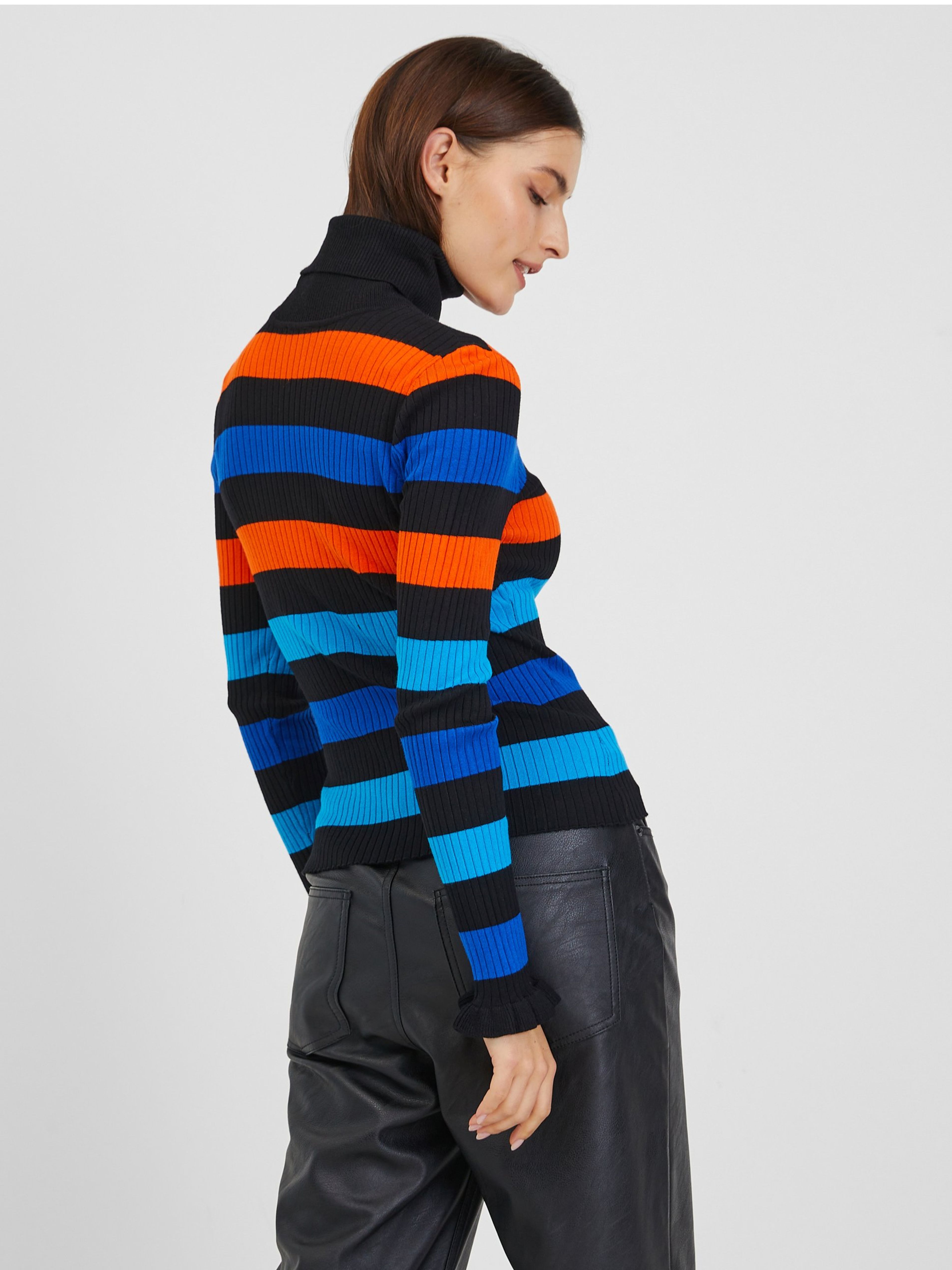 Orange und blau gestreifte Damen-Strickjacke ORSAY