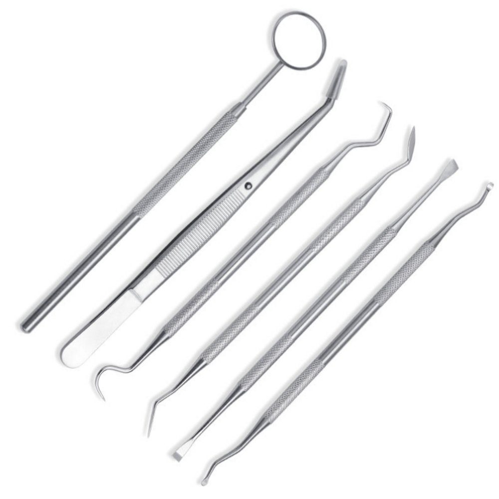 EBUY Zahnpflege-Set Profi-Set für Zahnpflege Edelstahl 6-teilig Silber, 6-tlg.
