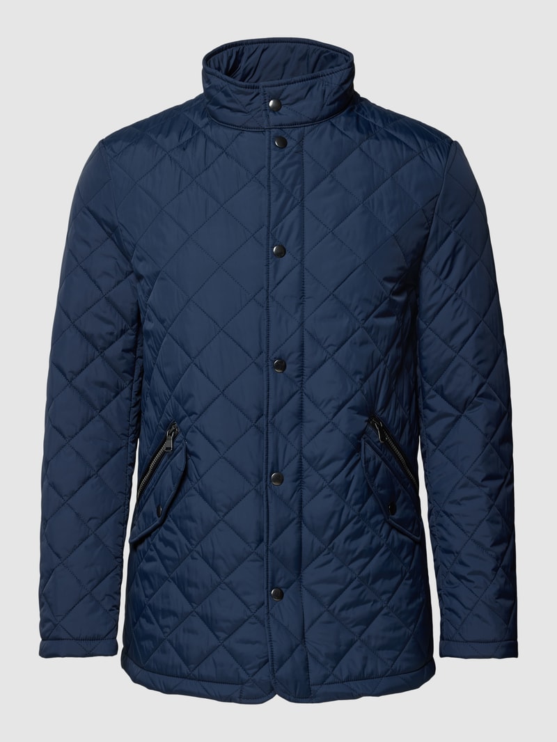 Steppjacke mit Stehkragen in marineblau