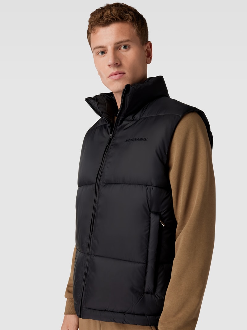 Steppweste mit Label-Stitching Modell 'LANDIN' in schwarz