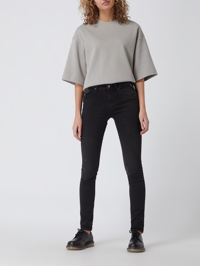 Skinny Fit Jeans mit Stretch-Anteil Modell 'Luzien' HYPERFLEX in schwarz