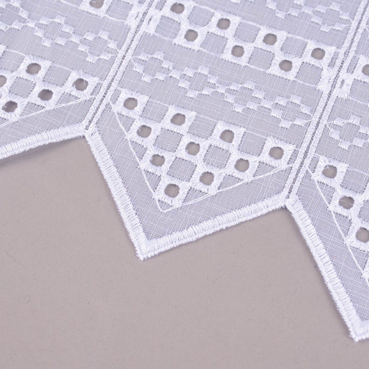 Meterware Stickerei-Panneaux Bistrogardine transparent nähfrei Stickerei Kästc, SCHÖNER LEBEN., leicht perforiert, Stickerei/Stickstoff, bestickt, pflegeleicht