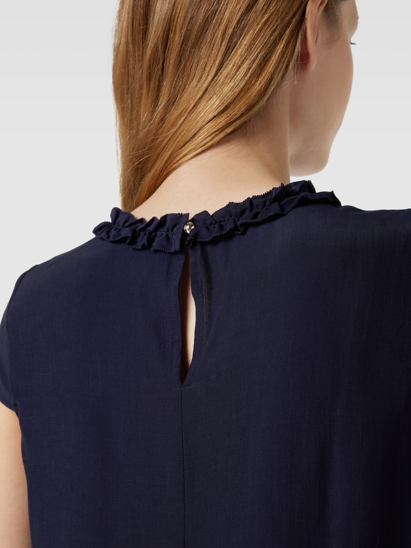Blusenshirt mit Rüschung in marineblau