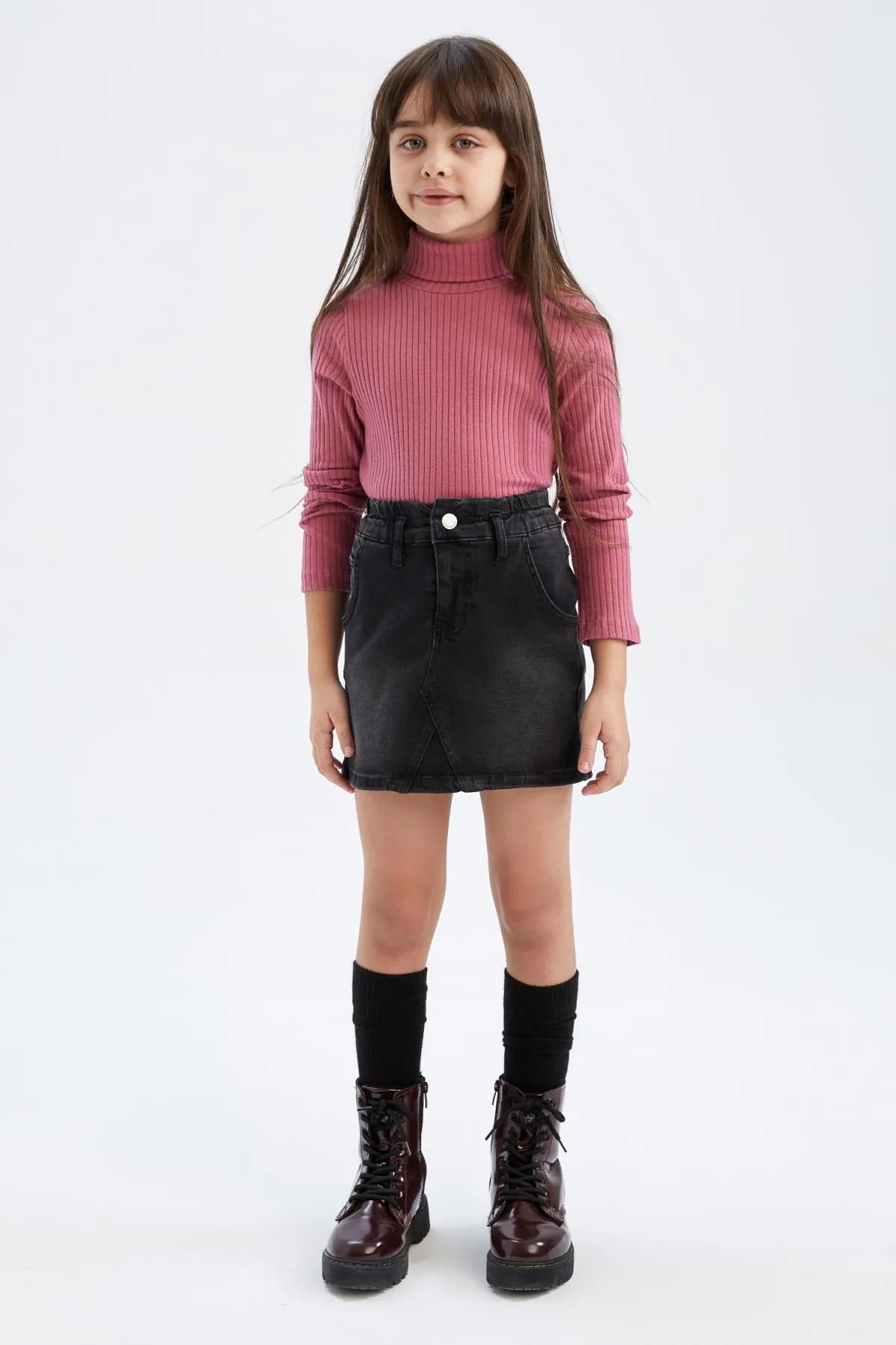 DeFacto  Geripptes Camisole-Langarm-T-Shirt mit Rollkragen für Mädchen