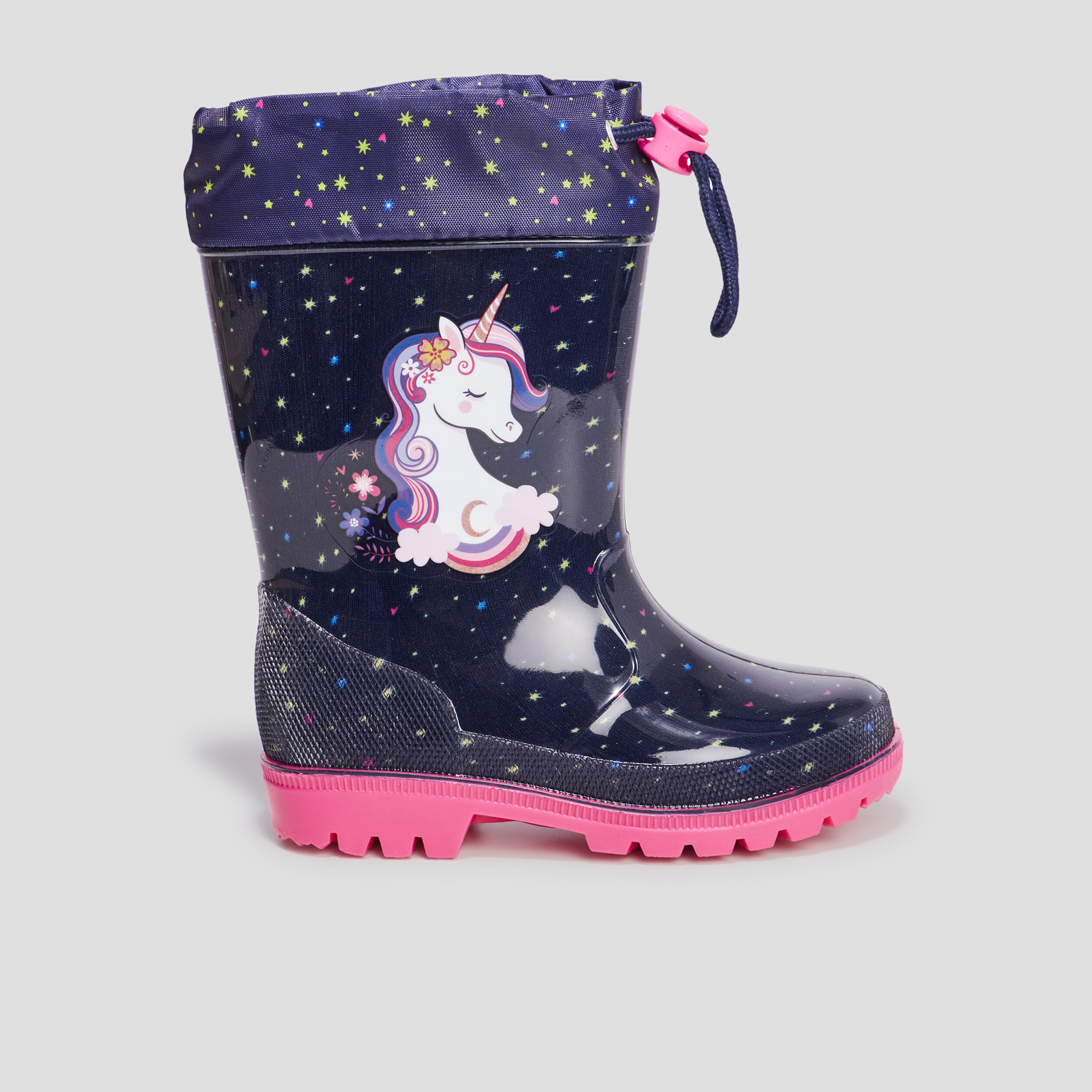 Bottes de pluie avec coulisse bleu marine fille | La Halle
