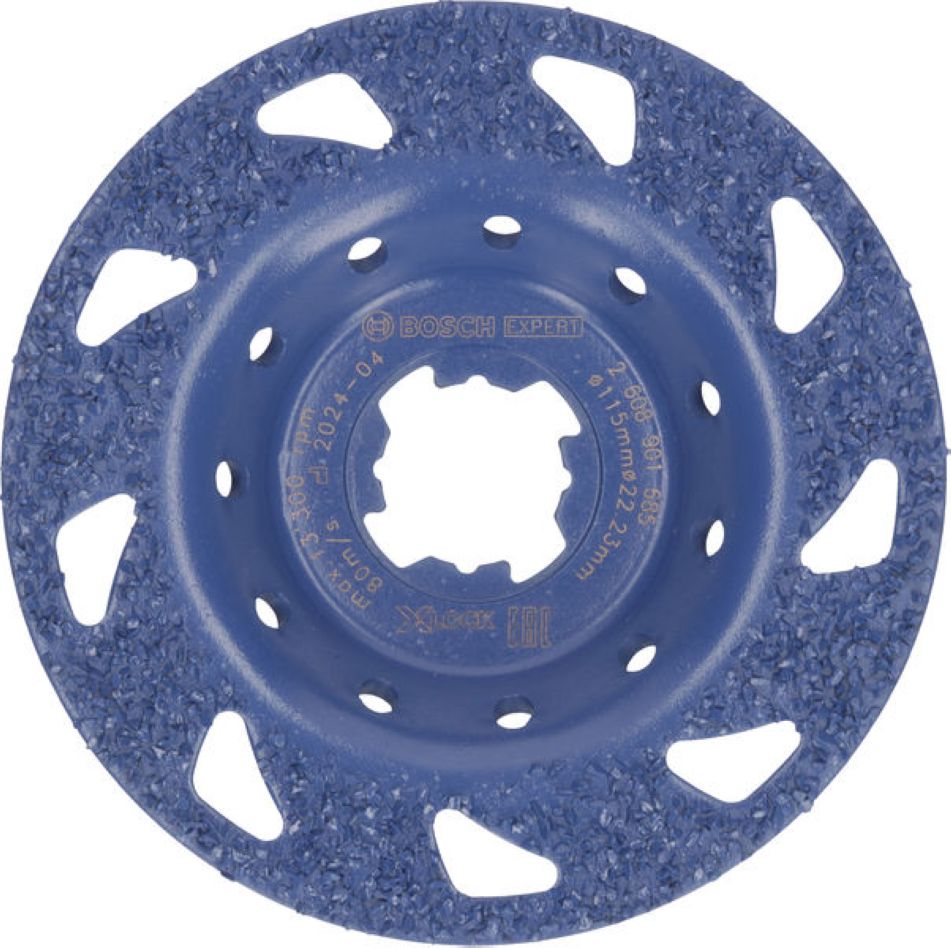 Bosch Blue Accessories 2608901685 EXPERT Multi Material Hartmetall-Schleifkopf Mittel, X-Lock, 115 mm, 22,23 mm, Flach