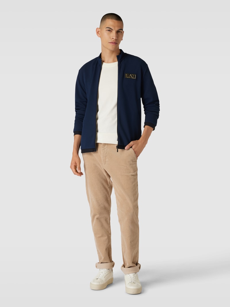 Sweatjacke mit Label-Applikation in marineblau