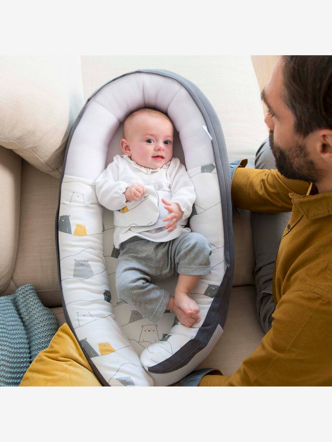 Réducteur de lit évolutif BABYMOOV Doomoo Cocoon bear grey
