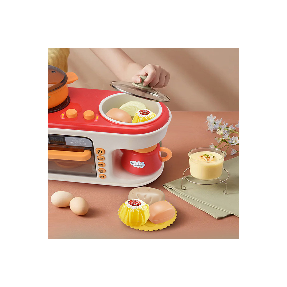 Mini-Küchenspielzeug für Kinder 47PCS Multifunktions-Frühstücksmaschine, Mikrowelle, Kindergeschirr