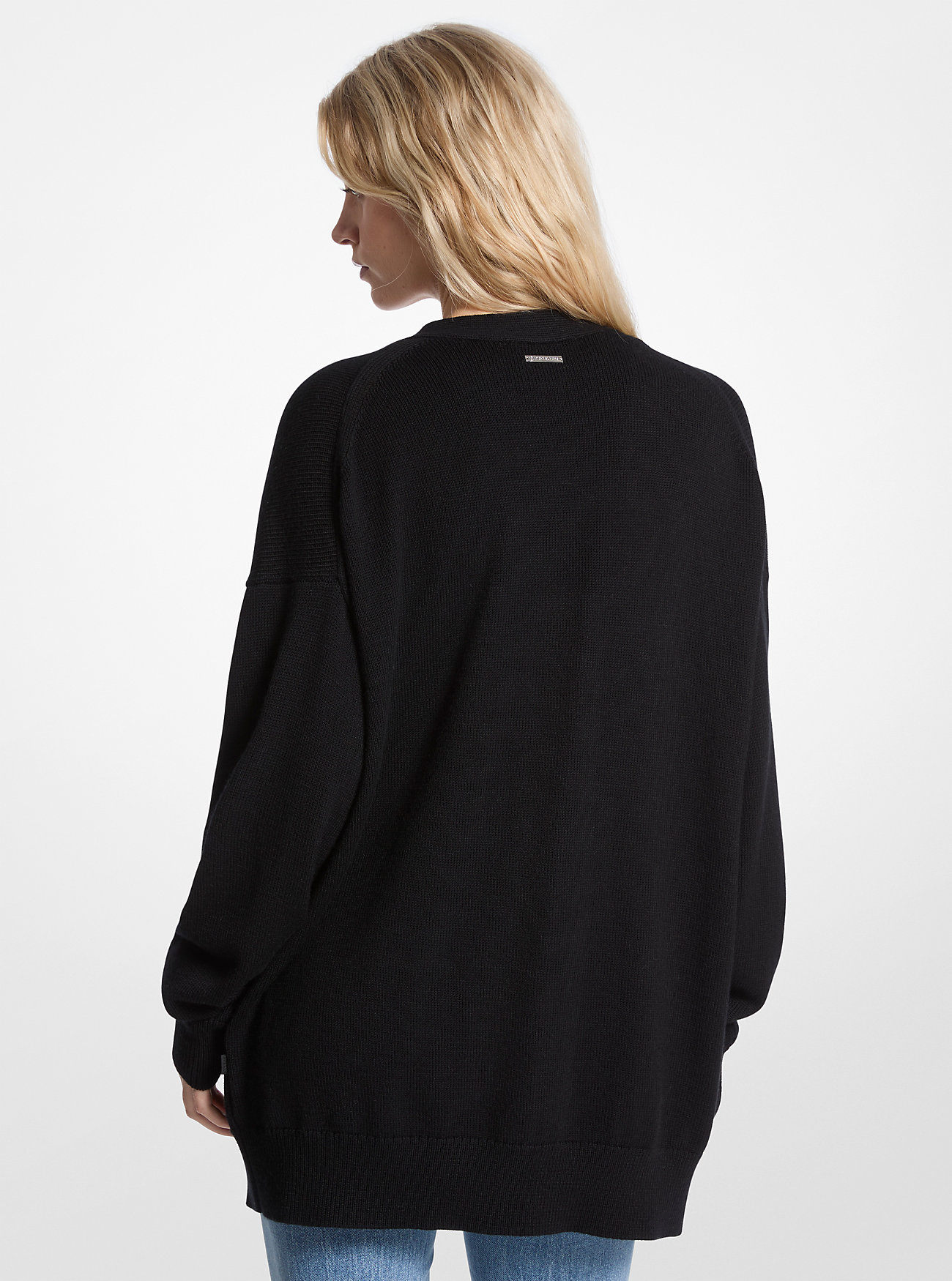 Oversized Wool Cardigan - BLACK