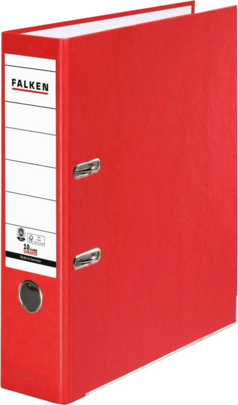 Falken Ordner DIN A4 80 mm Rot 2 Ringe 11285632 Pappkarton, PP (Polypropylen)