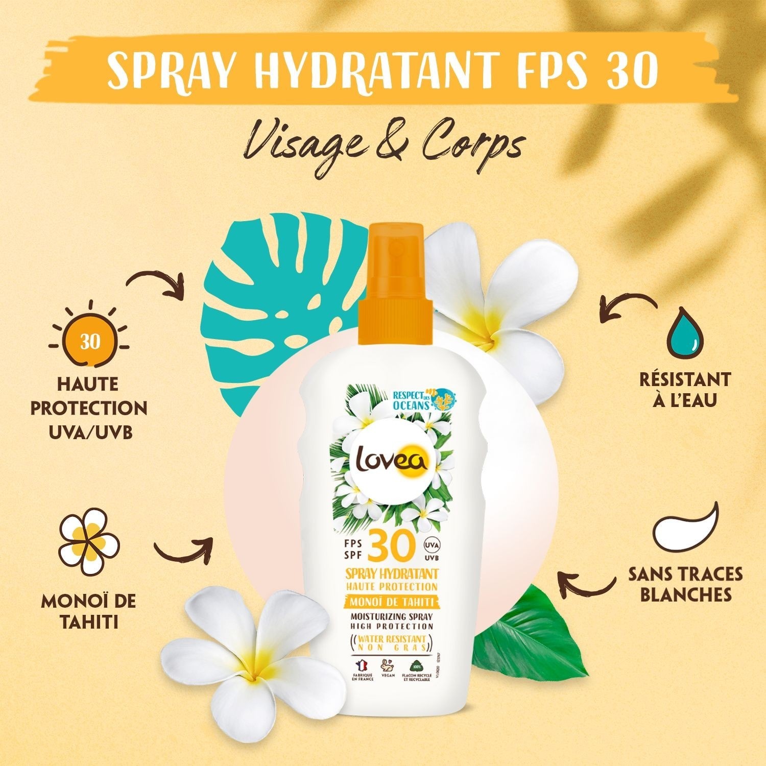 Lovea Moisturizing Spray SPF 30 High Protection Monoï de Tahiti