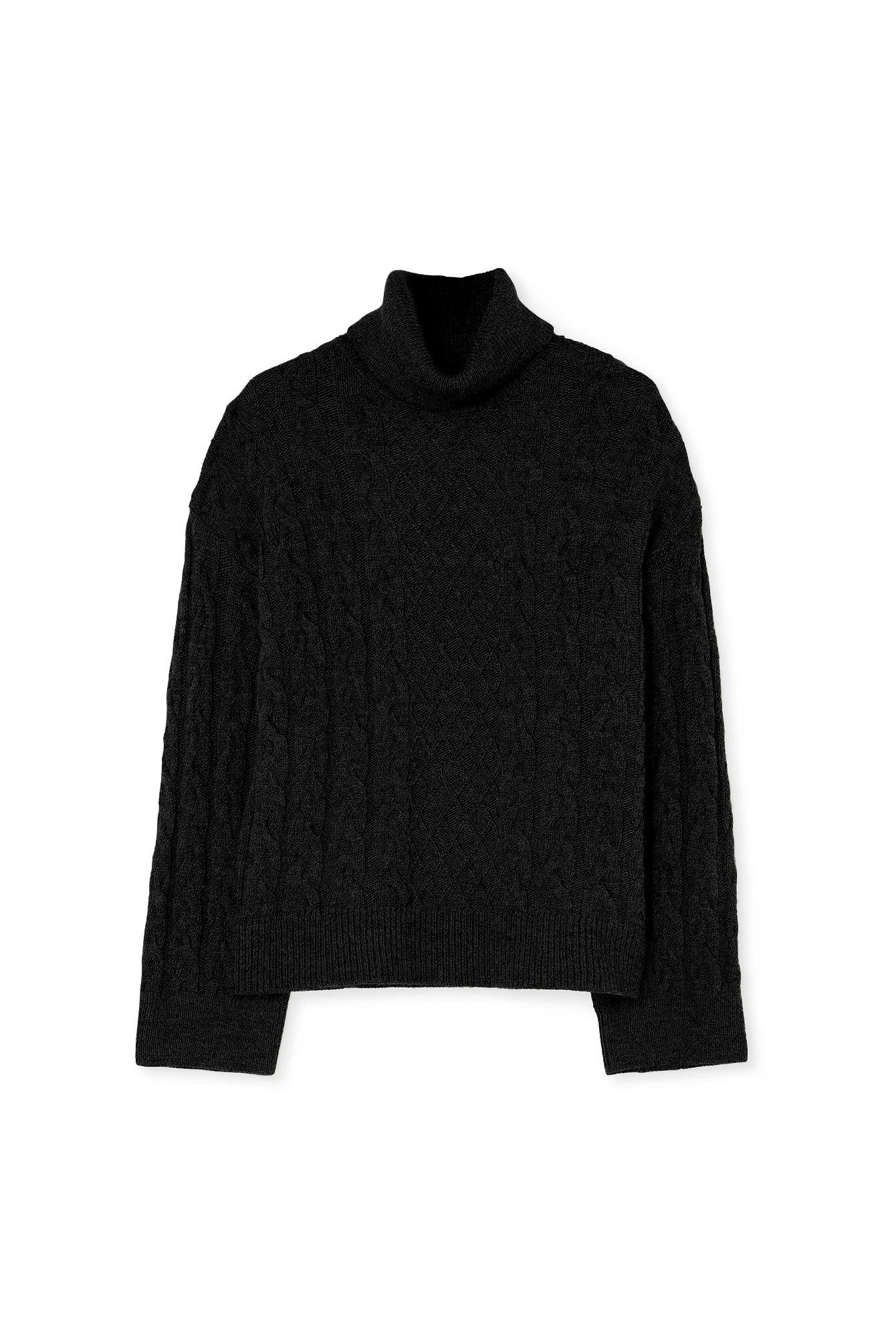 Strickpullover mit Rollkragen und Zopfmuster