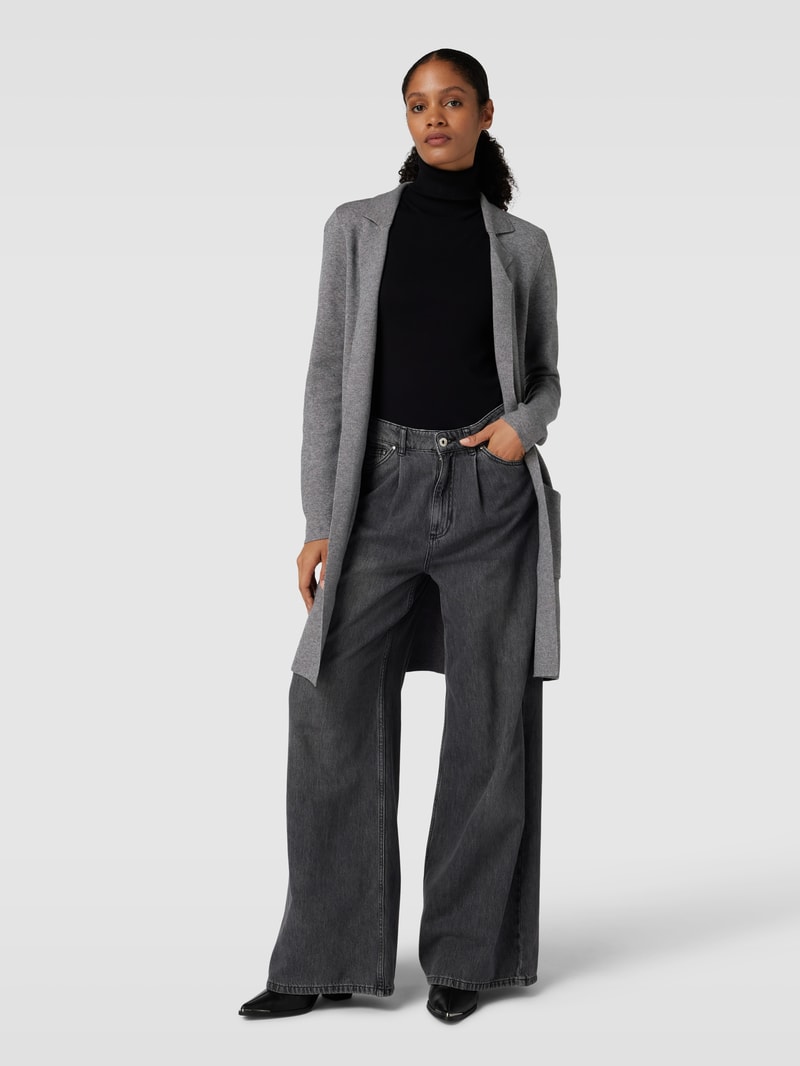 Longcardigan mit aufgesetzten Taschen Modell 'TASTY' in mittelgrau