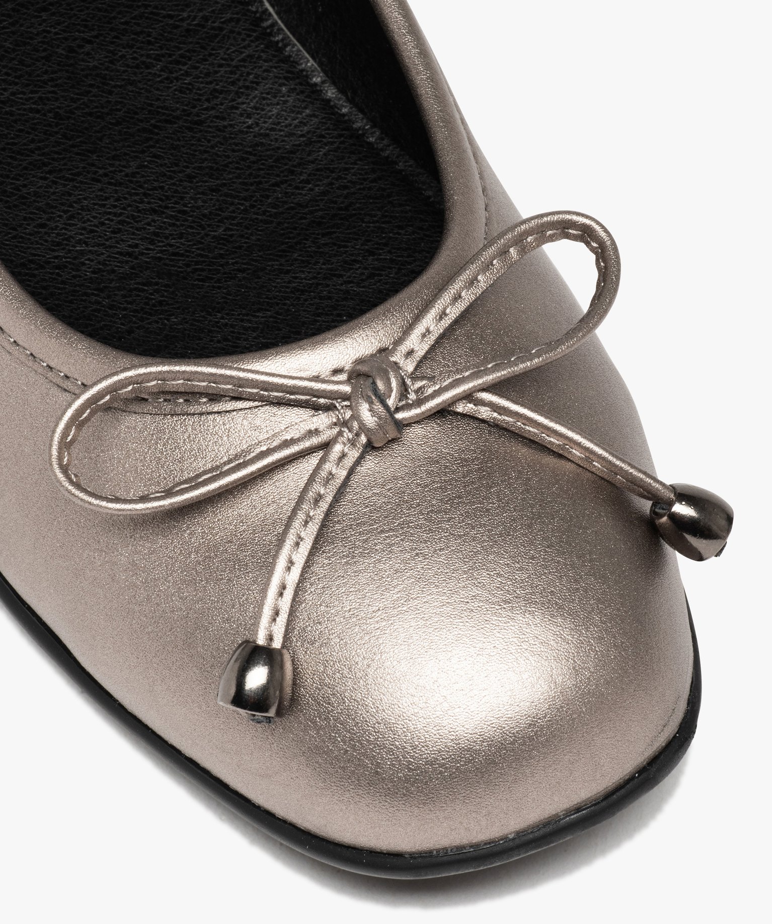 Ballerines femme métallisées à n?ud décoratif gris | GEMO