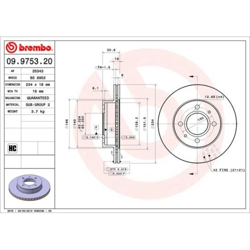 Bremsscheibe Brembo Vorderachse  2 Stück 09.9753.21 - ATU