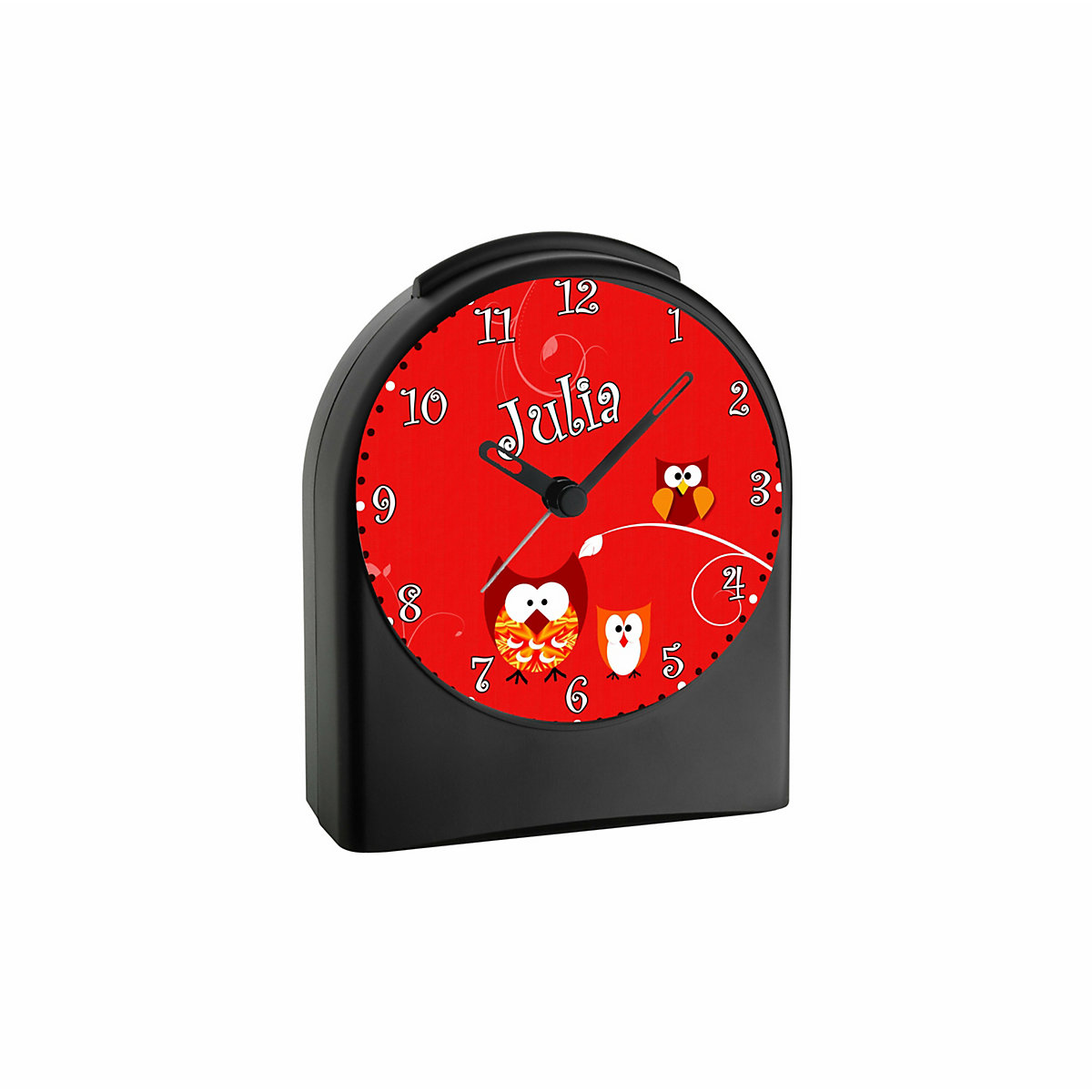 Kinder Funkwecker personalisiert mit Namen Eule Atom-/Funkuhr, 12-Stunden-Anzeigeformat, Schlummerfunktion, Nachtlicht, Geräuschlos/Ohne Ticken