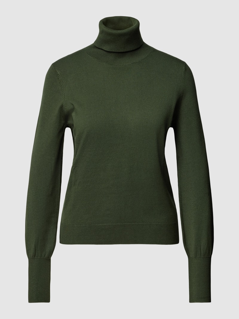Rollkragenpullover aus Viskose-Mix im unifarbenen Design in dunkelgrün