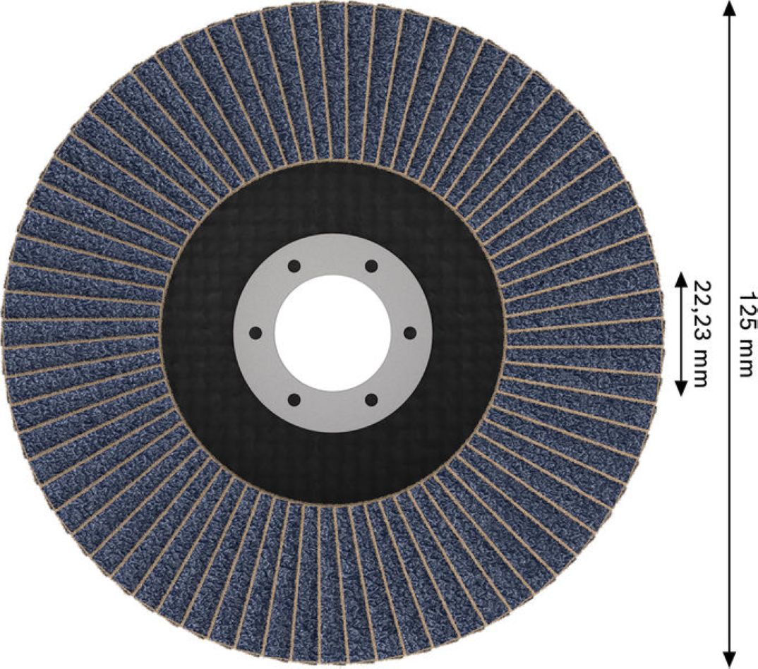 Bosch Blue Accessories 2608626140 Disco abrasivo lamellare X451 Multi Materiale Ø125 mm grana 60 versione ad angolo retto