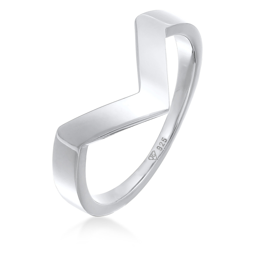 Elli PREMIUM Elli PREMIUM Bague Femmes Forme de V Géo Basique en Argent Sterling 925 Rhodié Bague