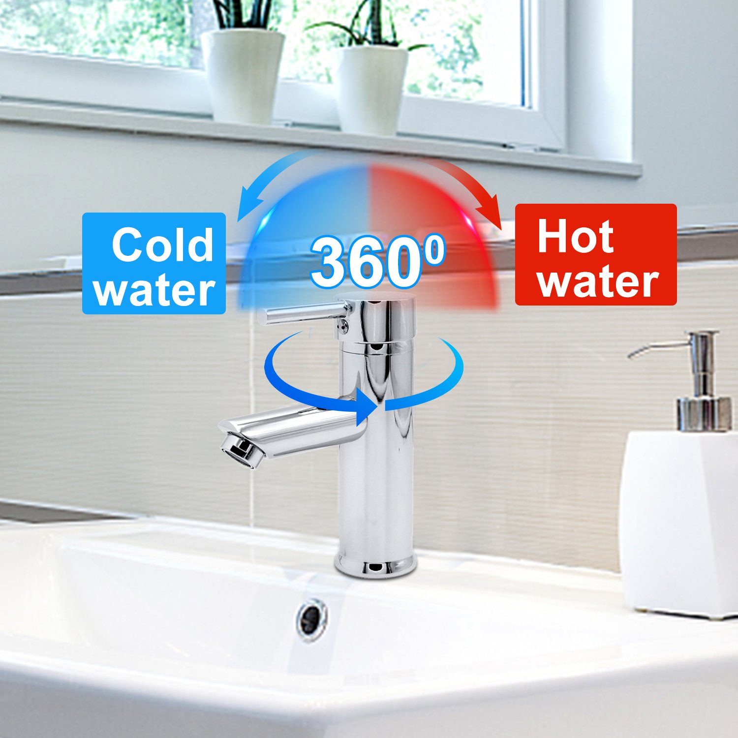 Gimisgu Waschtischarmatur Wasserhahn Bad mit Ablaufgarnitur Waschbecken, Mischbatterie (Badezimmer, Einhebel Waschtischbatterie) Infache Montage, Spültischarmatur für Waschbecken