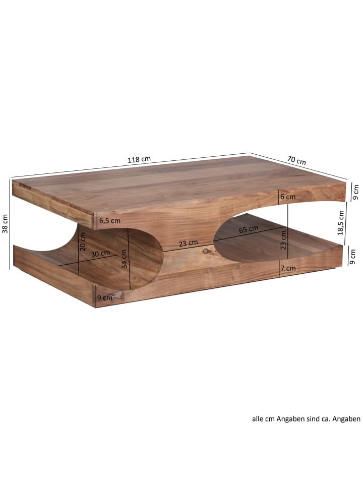 KADIMA DESIGN Couchtisch BOHA Massiv-Holz 118 cm breit Wohnzimmer-Tisch in Akazie günstig kaufen onesize