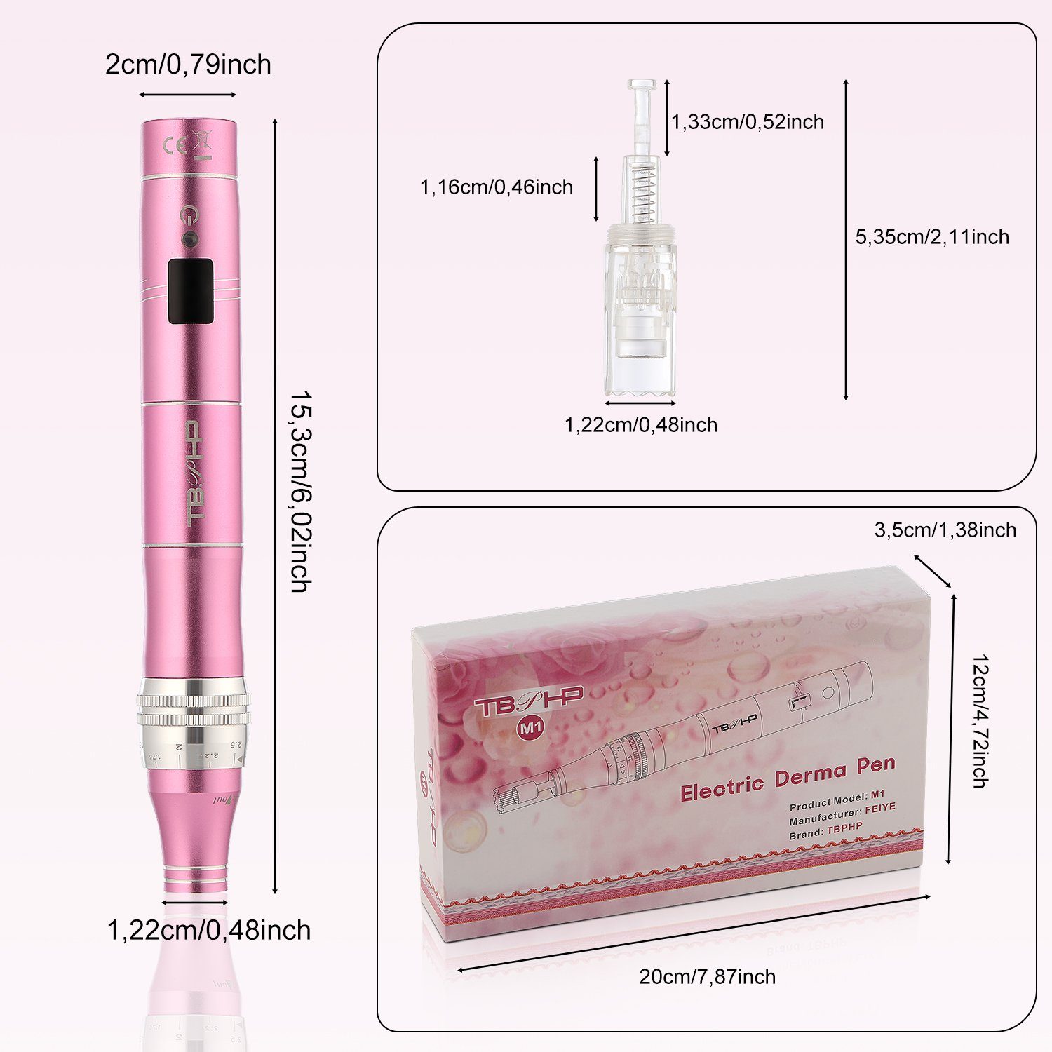 LETGOSPT Mikrodermabrasionsgerät Profi Dermapen, Elektrische Microneedling Pen 0mm-2.5mm, Mit 7 Stufen, für Gesicht Hautverjüngung(Inkl.12 köpfe Patronen)