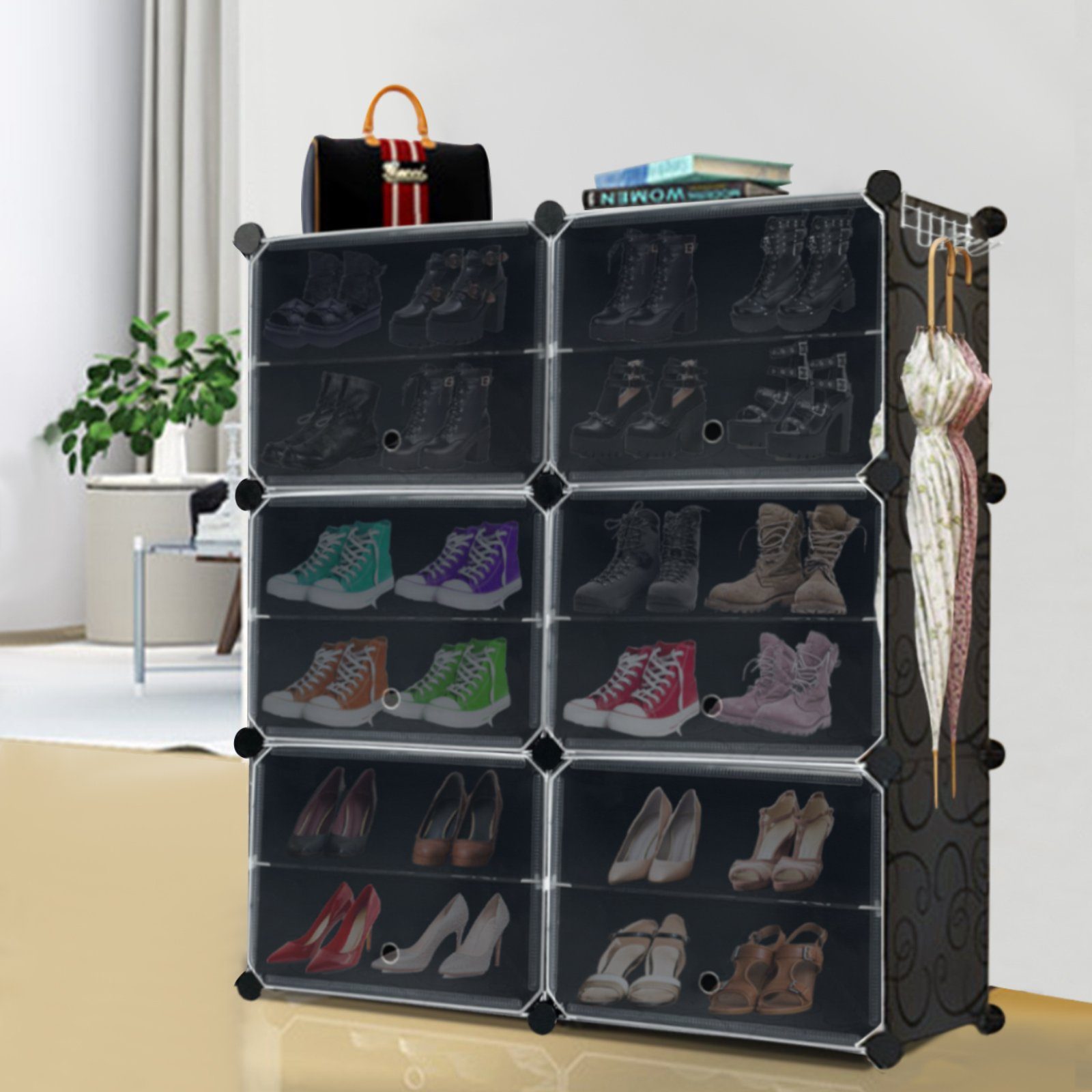 AUFUN Schuhregal stapelbaren Schuhboxen Schuhschrank, für Schuhablage