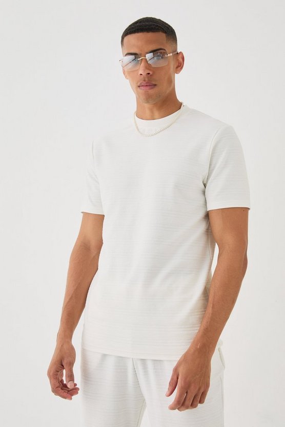 Gestreiftes Slim-Fit Jacquard T-Shirt