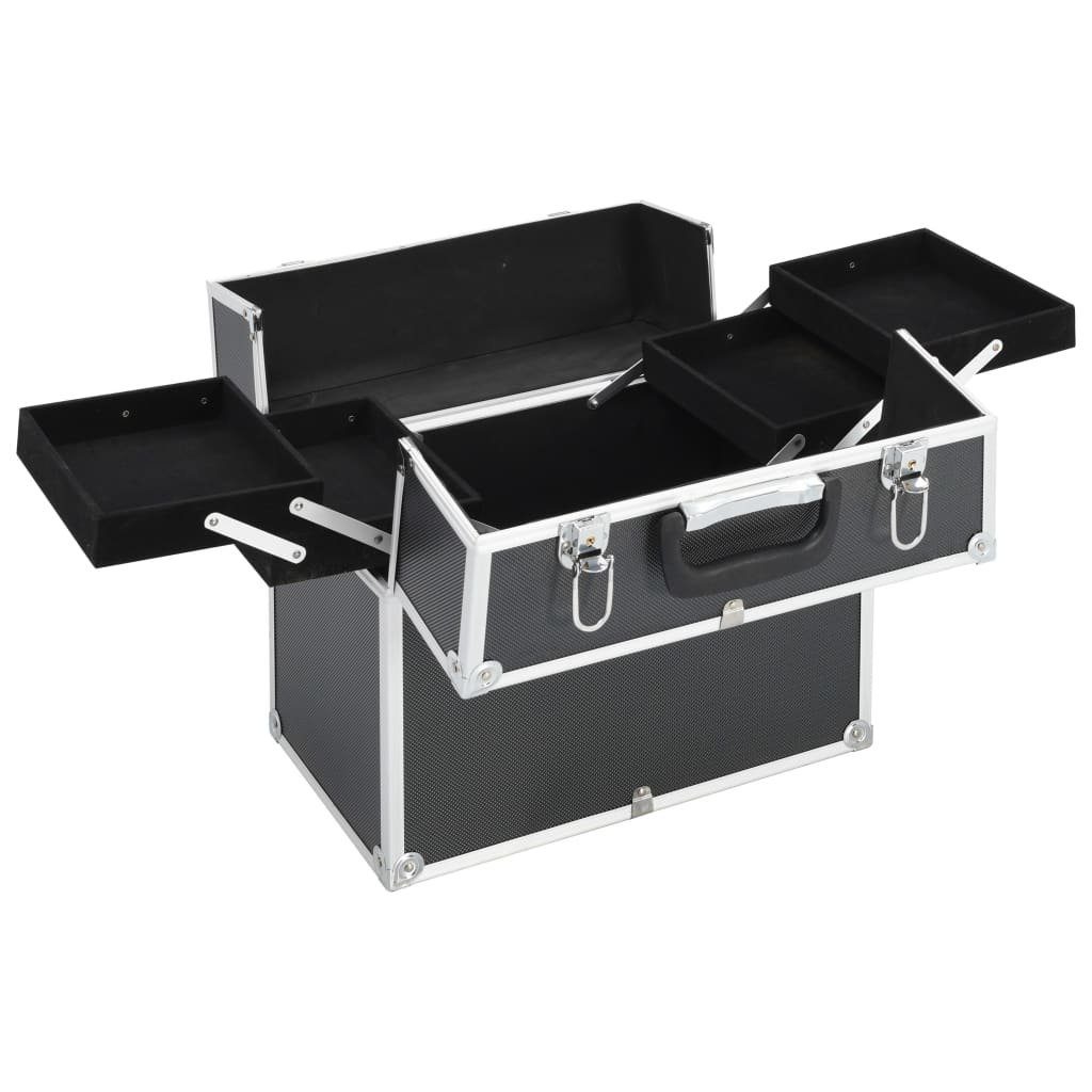 vidaXL Kosmetikkoffer Kosmetikkoffer 37x24x35 cm Schwarz Aluminium