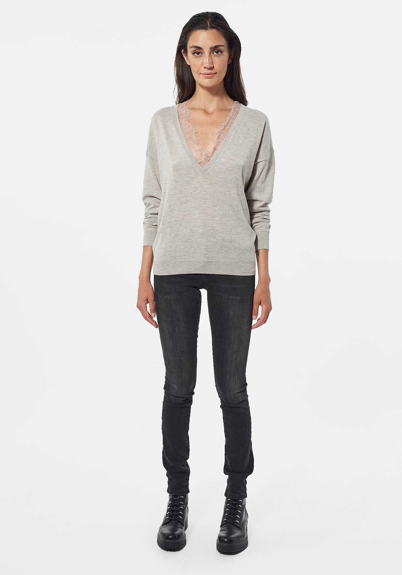 FAME   Pull gris Femme