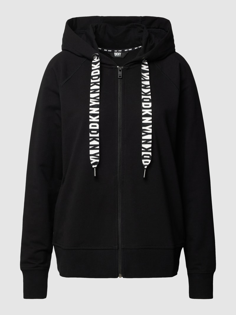 Sweatjacke mit Reißverschluss und Tunnelzug in schwarz