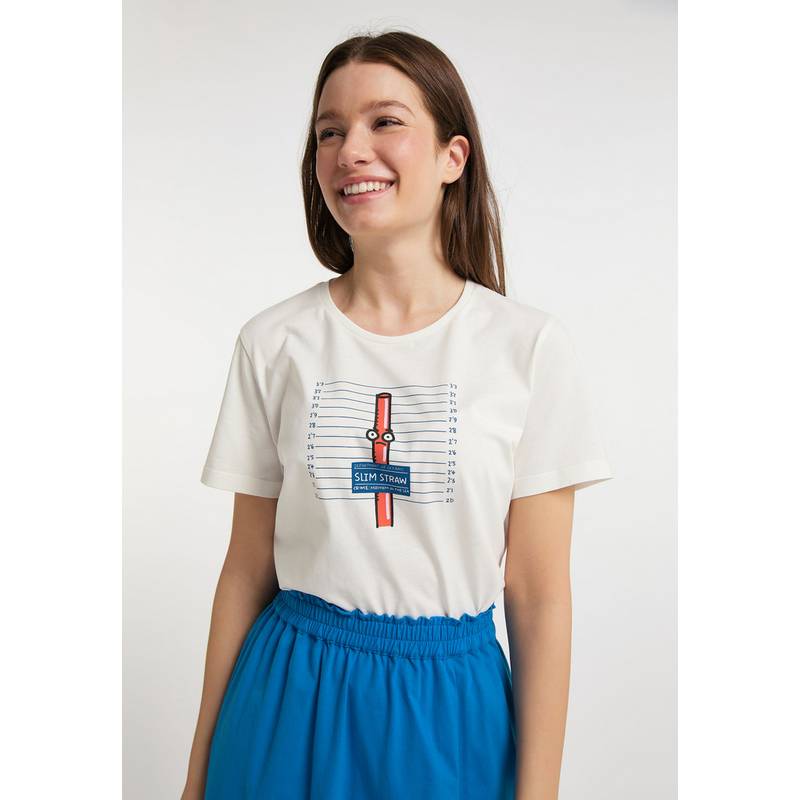 SOMWR T-Shirt With Slim Straw Print T-Shirt Damen
