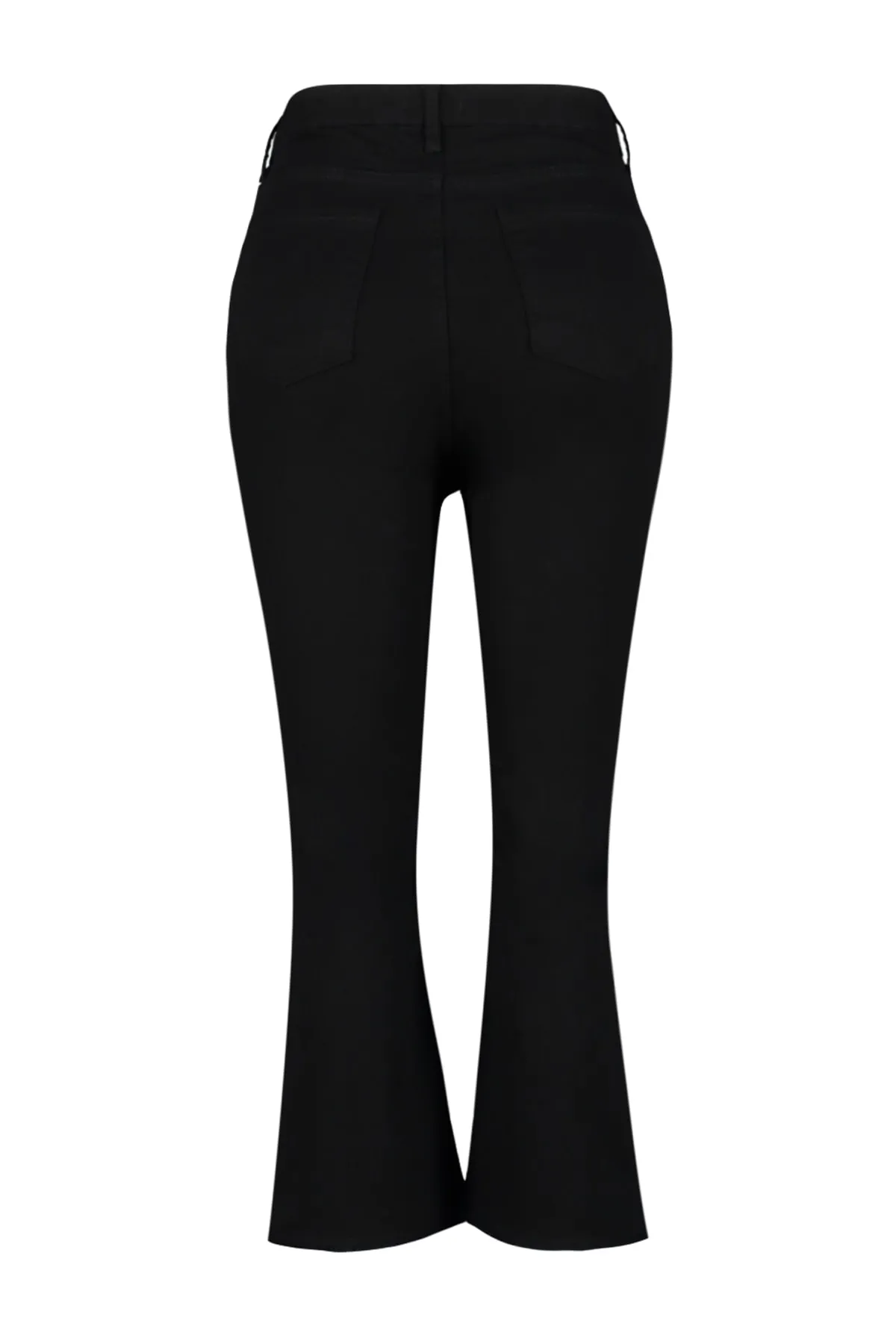 Trendyol Curve  Schwarze, lichtechte High-Waist-Jeans in Culotte-Passform mit kurzem Bein TBSSS23AR00014