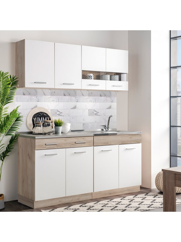 Homestyle4u Küchenzeile ohne Geräte 80x180x51 cm in Weiß günstig kaufen onesize